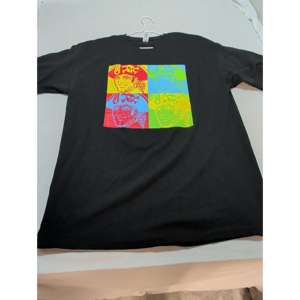 Pittsburgh Pirates Shirt 1980s Style Pop Art Graphic Black Tee XL M&O Gold 4800